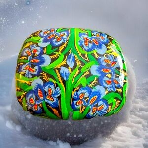 Stunning hand painted floral pattern smooth jewelry box made from Paper & wood